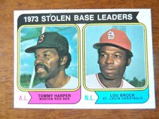 1974 TOPPS BASEBALL #204 STOLEN BASE LEADERS LOU BROCK/HARPER EX-EX/MT A-3479