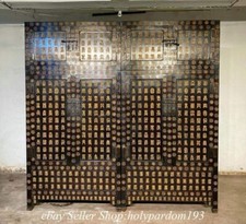 96" Old Chinese Padauk Red sandalwood Wood Dynasty Words Cupboard Cabinet Pair