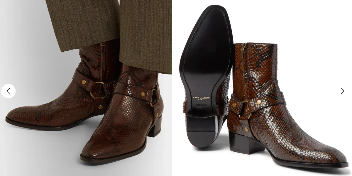 Saint Laurent Ysl WYATT PYTHON SNAKE Ankle Chelsea Boots Shoes