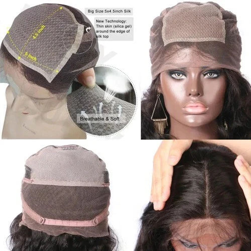 28" Silk Base Full Lace Wig Human Hair 5”x4.5“ Silk Top Straight Brazilian Remy - Image 4 of 4