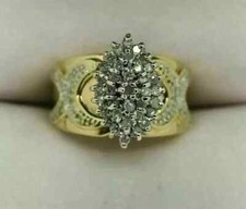 2CT Round Cut Lab-Created Diamond Engagement Cluster Ring 14K Yellow Gold Plated