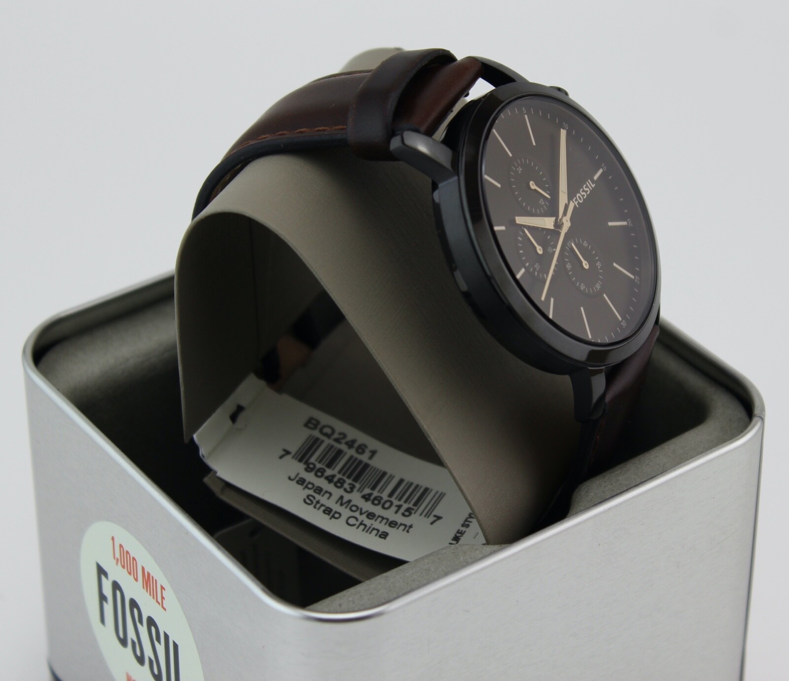 AUTHENTIC FOSSIL LUTHER BROWN LEATHER BLACK CHRONOGRAPH BQ2461  