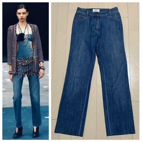 CHANEL Denim Pants Jeans Blue 100 