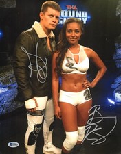Cody & Brandi Rhodes Signed 11x14 Photo BAS COA New Japan Pro Wrestling TNA AEW