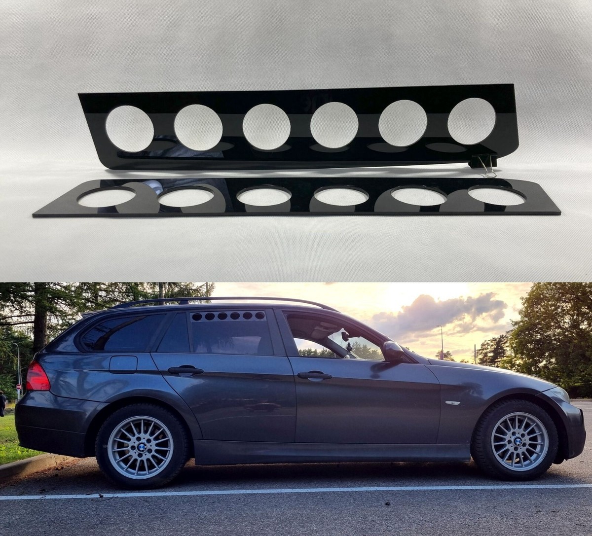 Rear Window Vent Set Rally Drift Stance Visor Set (Fits BMW E91 