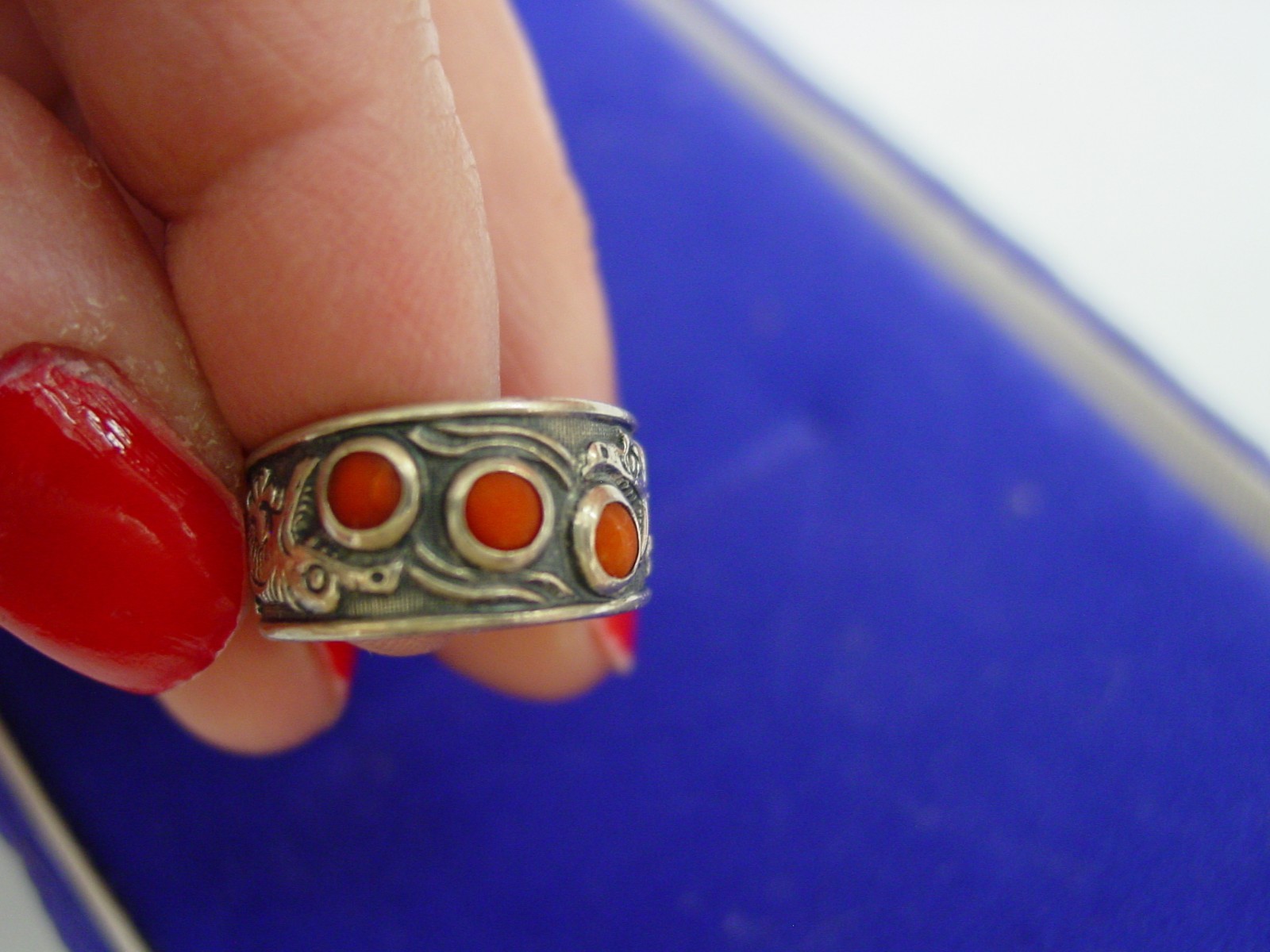 Charming solid 835 silver friendship ring with ca… - image 2