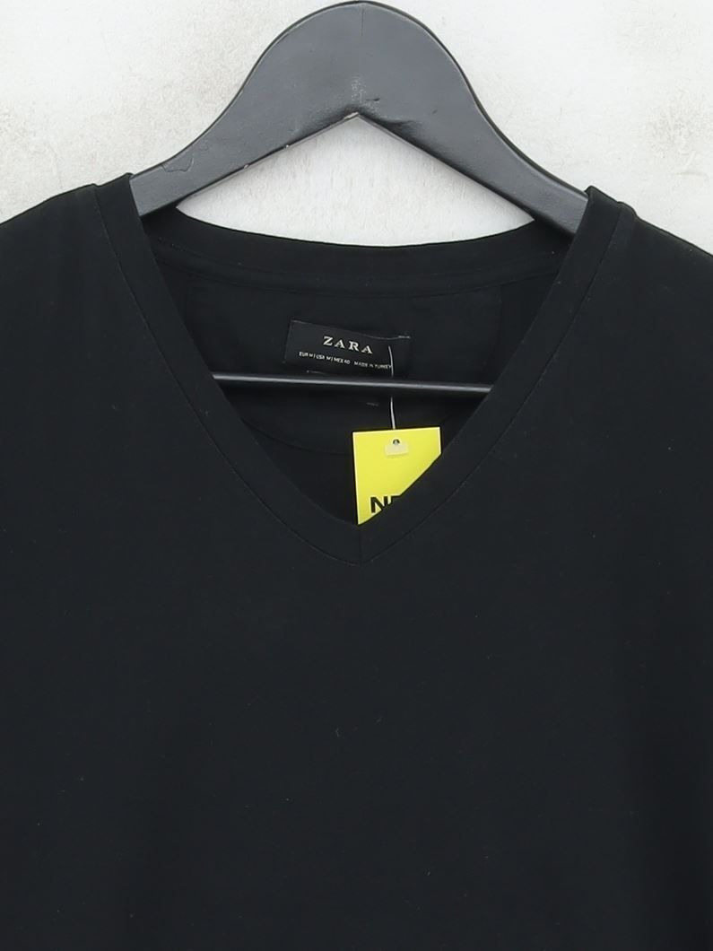T shirt uomo Zara M nera 100% altra basic