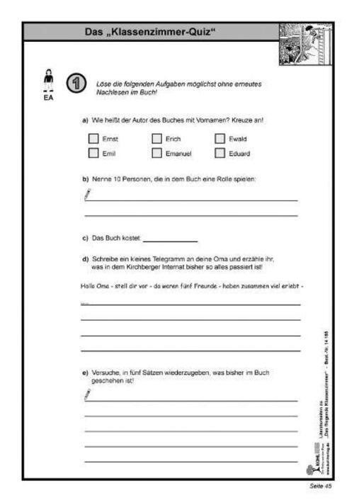 Thumbnail - Das Fliegende Klassenzimmer / Literaturseiten | Rolf Eisel | Deutsch |