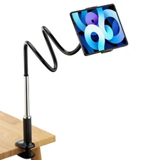 Flexible Tablet Holder for Bed, Gooseneck iPad Kindle Stand with Clip