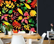 3D Watercolor Leaves ZHUA45337 Wallpaper Wall Murals Removable Self-adhesive Ann