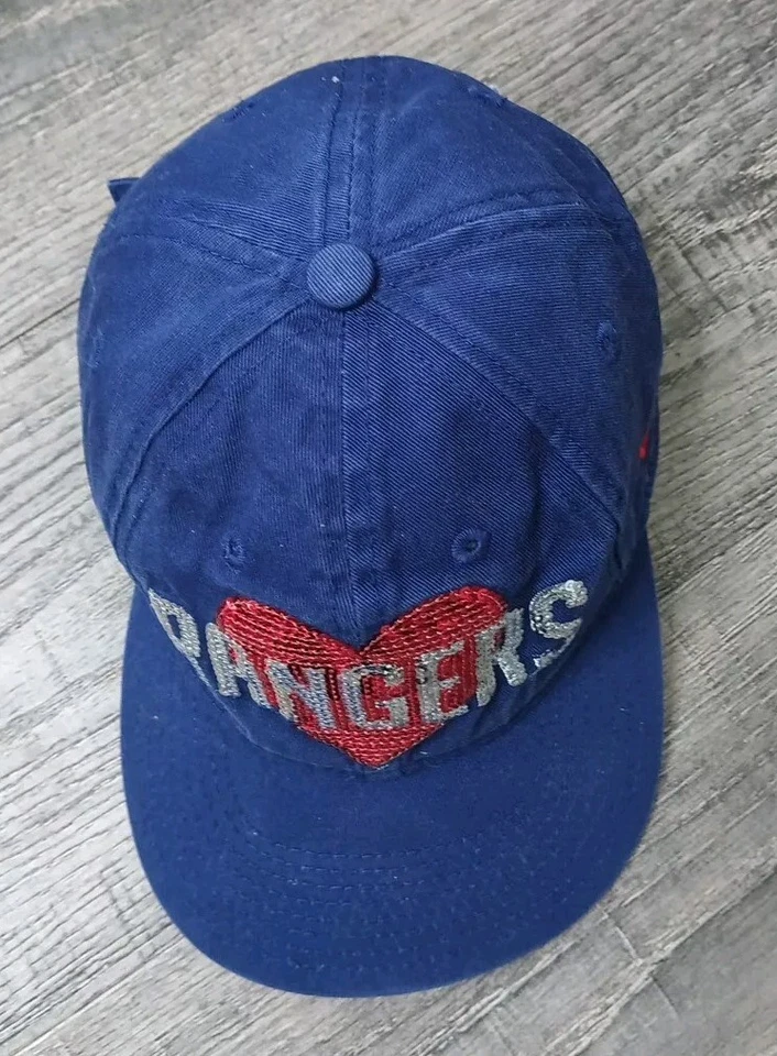 New Era Texas Rangers Hat Cap Youth Size Girls/Women's Blue Sparkle Heart MLB - Image 2 of 4