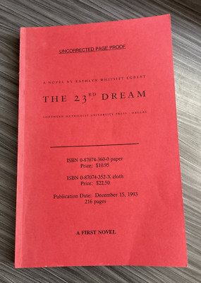 The 23rd Dream  Kathlyn Whitsitt Egbert 1993  Uncorrected Page Proof Soft Cover