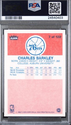 1986 Fleer — Charles Barkley — ROOKIE — 💎 MINT PSA 10