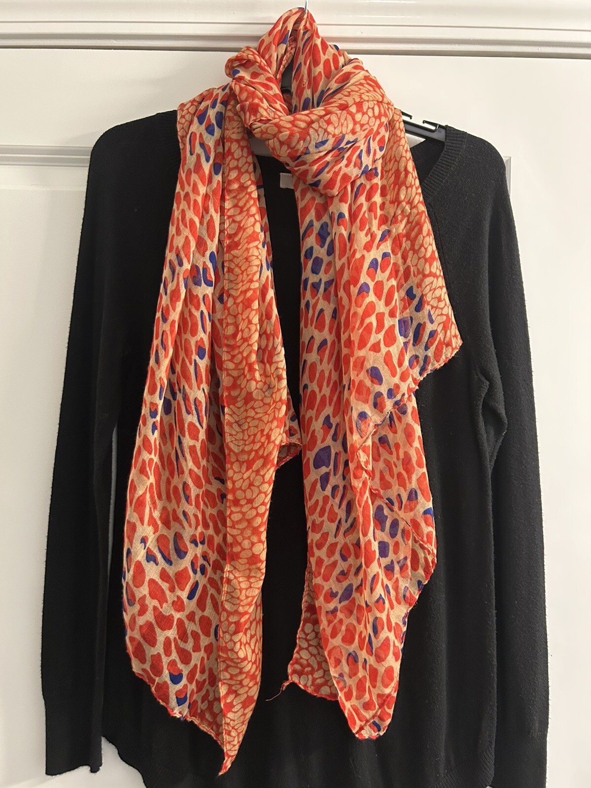 Lightweight Red/Blue Multi Pattern Scarf - image 1