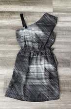 Gap Black Gray Fit And Flare Dress Size 8 One Shoulder Modern Pockets