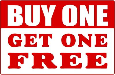 Buy One Get One Free Business Retail Counter Informational Sign | 12''w x 8''h
