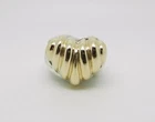 STERLING SILVER 14K YELLOW GOLD BIG VINTAGE HEART RING - SIZE 6.25  - LB-C1073