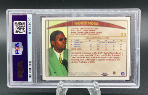 1998 Topps Chrome #35 Randy Moss Vikings RC Rookie HOF PSA 9 MINT - Picture 2 of 2