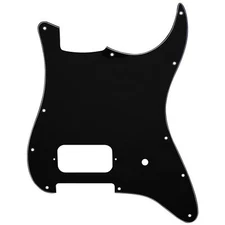 Musiclily Pro 3Ply Black Uncovered H Pot Pickguard For Tom Delonge Strat Guitar