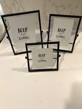 3 Glass Picture Frames With Metal Stands.