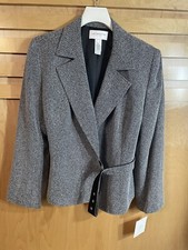 Liz Claiborne Women  s Career Grey Polyester Blend Tweed Blazer Jacket Sz 16 EUC