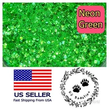 Iridescent Slushy Mix Glitter Nail Art Acrylics Resin Epoxy Tumbler Neon Green