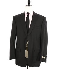  1,795 CANALI - Black Solid Notch Lapel 2-Btn Blazer - 44L US