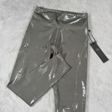 Noli Leggings Womens Large Gunmetal High Rise Metallic Yoga Pants Made In USA