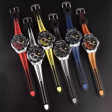 NEW Men's formula 1 Scuderia Ferrari 42mm Luxury Chronograph Red Silicone Watch.