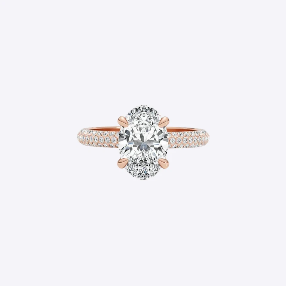 Engagement Diamond Ring Lab Grown Oval 2.6 Carat IGI Certified 18k Rose Gold 7 8 - Image 2 of 4