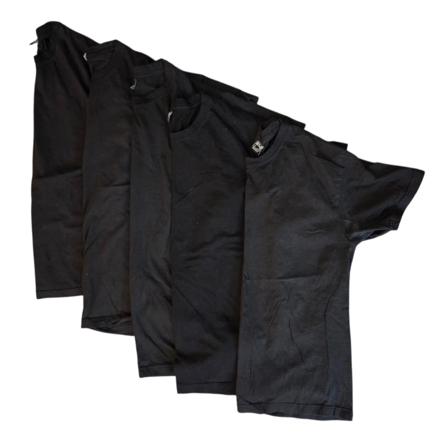 Skyland Tees by Tideeb Mens Black Cotton Short Sleeve T-Shirt 5 Pack Bundle Sz L