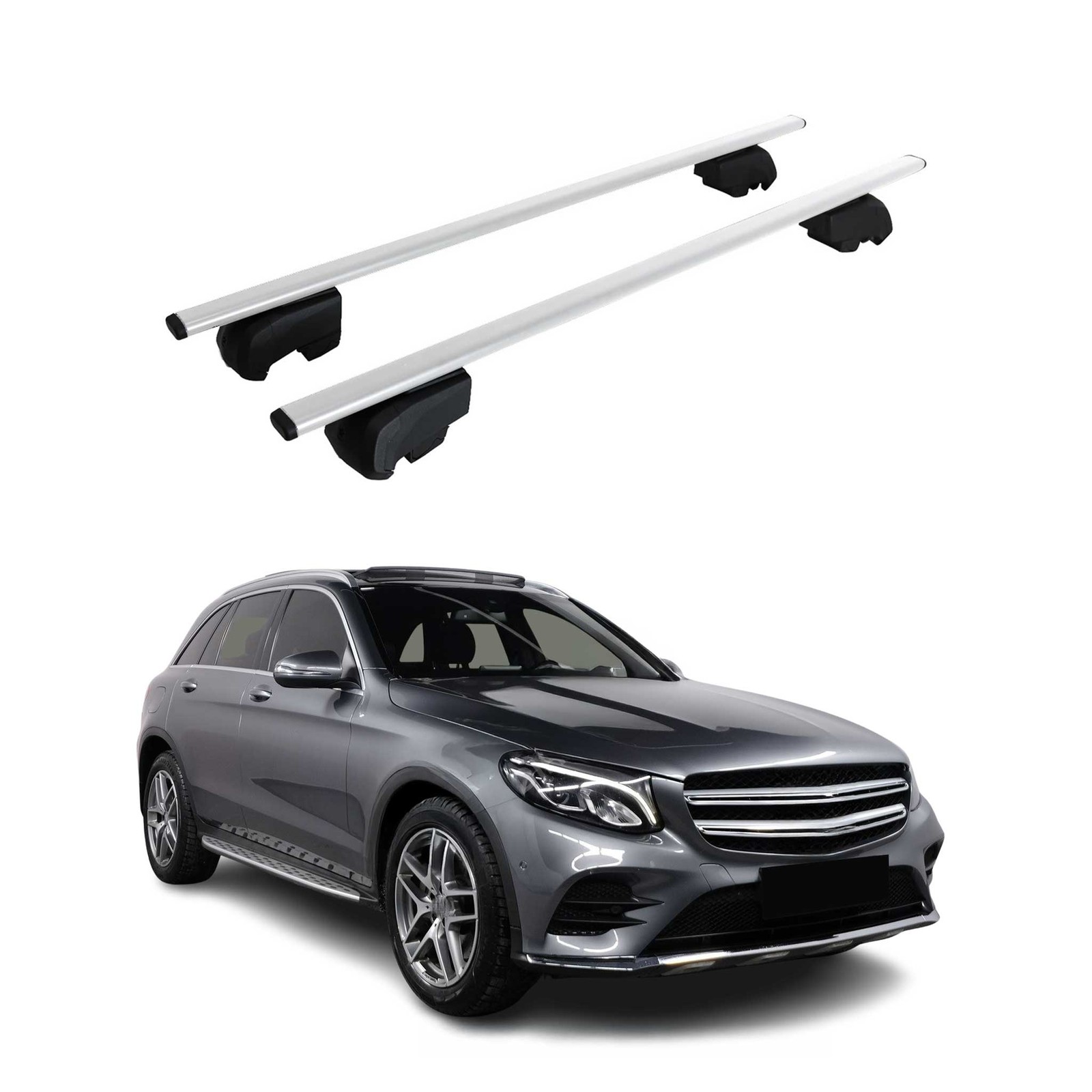 Barres de toit de haute qualité fer argenté au design profilé pour Mercedes GLC X253