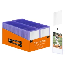 400Pcs Top Loaders for Cards (200Pcs Hard Plastic Card Holders & 200Pcs Penny...