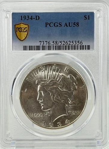 1934-D Peace Silver Dollar PCGS AU58
