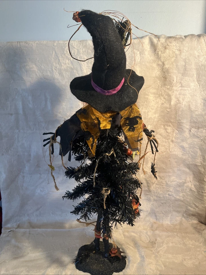 Halloween Witch Black Hat w/green Face, Orange Hair 23” Tall - Image 2 of 3