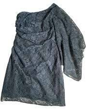 Hailey Logan by Adrianna Papell Juniors Dress 7 Black One Shoulder Lace Overlay