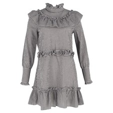 Ganni Charron Ruffled Gingham-Print Mini Dress In  And White Cotton Women Size