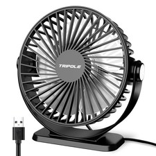 USB Desk Fan 3 Speeds, Strong Airflow, 360  Rotation, 5.1" Black, 4.9ft Cable