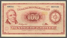 Denmark 1961 100 Kroner P 46r1 Replacement Note X-RARE XF