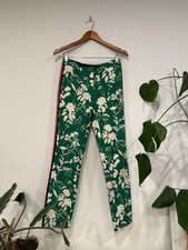 Vintage Carlisle Floral Slacks Green Cotton Linen Dress Spring Tux Linda Pants