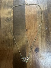 14.5 Gold Tone Curb Chain 4 Leaf Clover Pendant Necklace