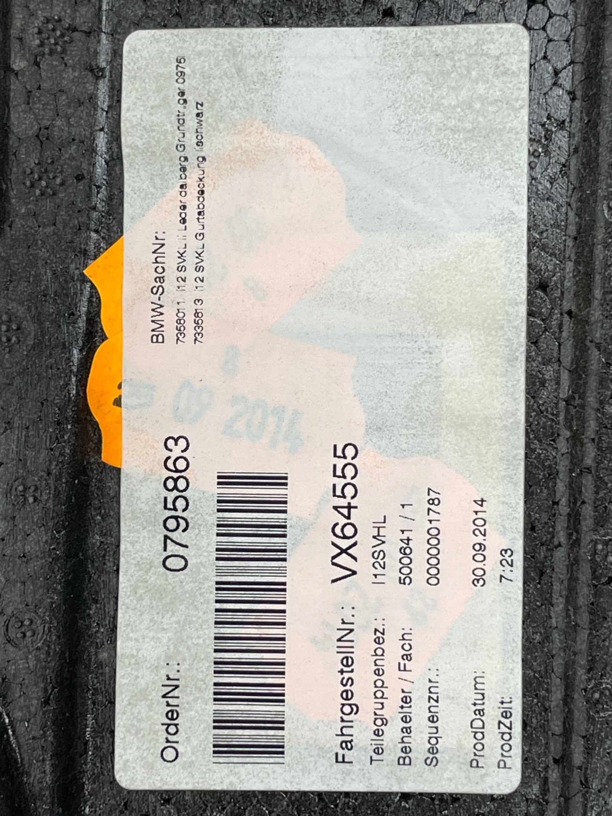 BMW i8 2014-2020 Rear Left Inner Quarter panel trim Black