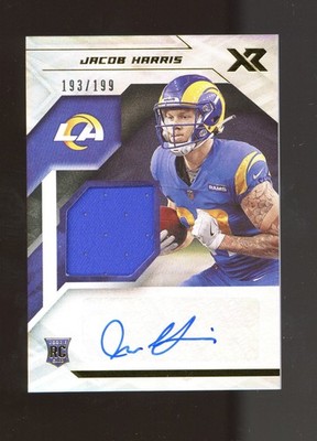 2021 Panini XR #RSA-JHA Jacob Harris Rookie Swatch Auto #/199