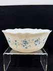 Vtg Arcopal Veronica Milk Glass Blue Forget Me Not Flowers Bowl France Chip