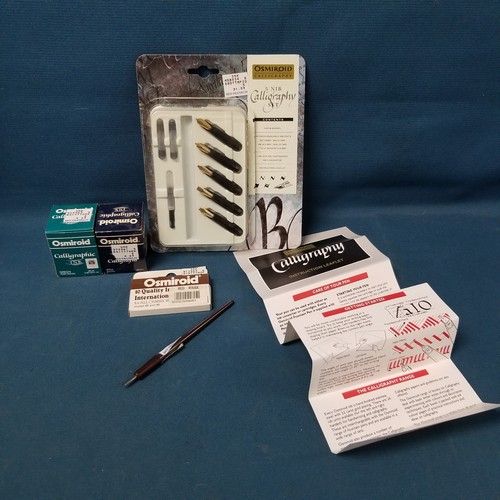 Vtg Osmiroid Calligraphy 5 NIB 5 NIB Set W/Some Ink & Instruction Leaflet