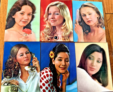 6-1970s  Lenticular Postcard Toppan Lot Winking assorted girls 3D Ephemera NOS