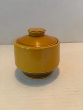 Vintage MCM Harmony House Brand Sugar Bowl with Lid  Mustard Yellow Made Japan