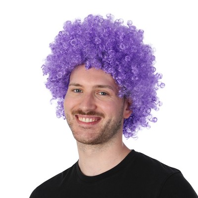Lila Afro Perücke Herren Damen Kostüm lockiges Haar Disco Kostüm Unisex UK