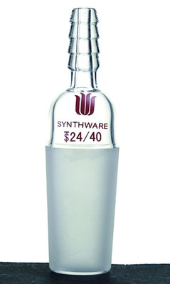 Synthware Vacuum Argon Adapter 24/40 Taper Joint to 10mm Hose Barb  Borosilicate
