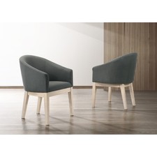 Gray Fabric Barrel Accent Chairs